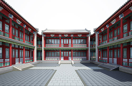 象山北京四合院设计古建筑鸟瞰图展示