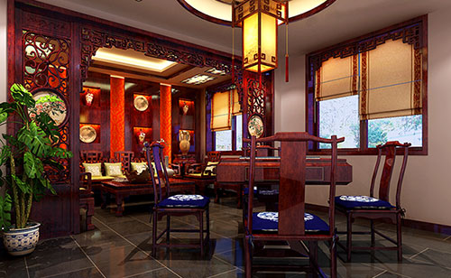 象山古典中式风格茶楼包间设计装修效果图