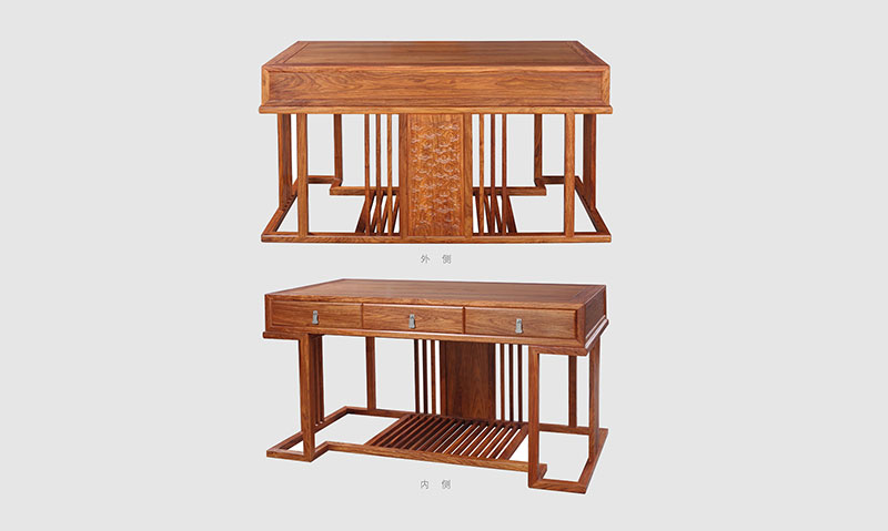 象山 别墅中式家居书房装修实木书桌效果图